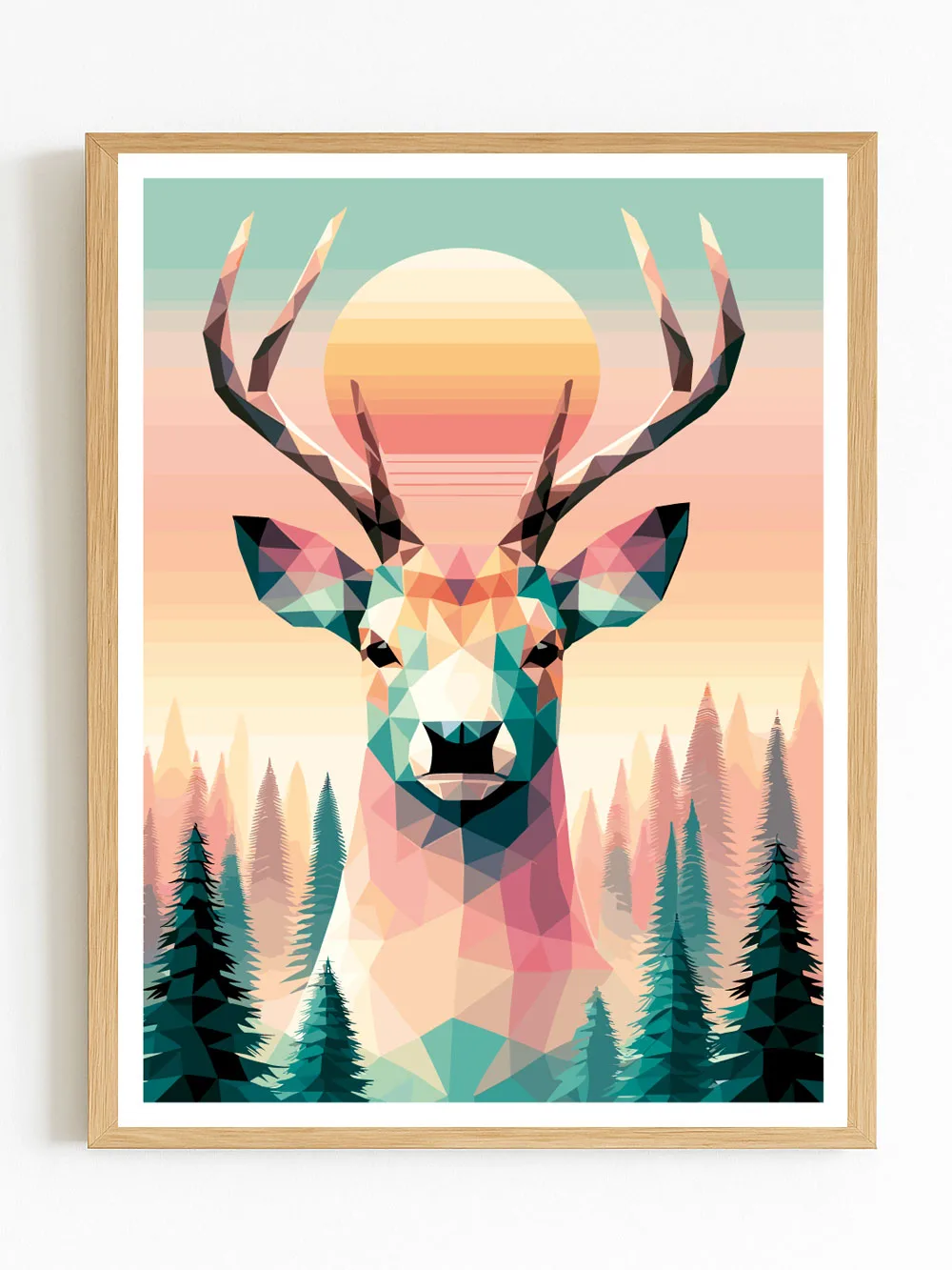 Affiche cerf - poster cerf bois ramifiés fond sombre