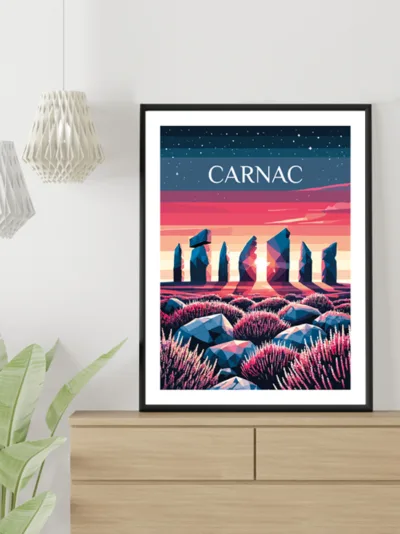 Affiche Carnac Bretagne - poster alignements mégalithes Morbihan