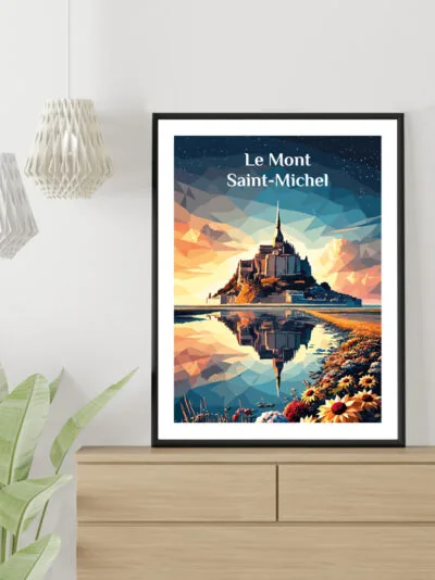 Salon avec affiche Mont-Saint-Michel - décoration murale Normandie