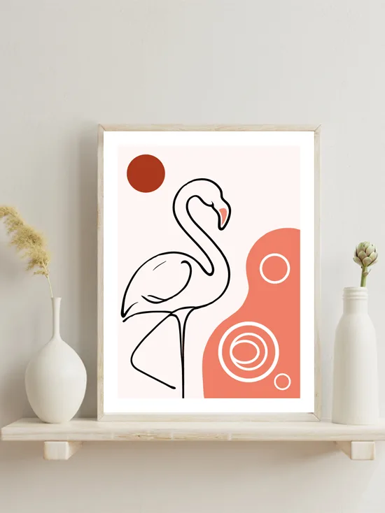Affiche flamant rose - poster flamant tropical illustration