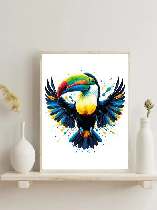 Affiche toucan coloré - poster oiseau tropical décoration cuisine