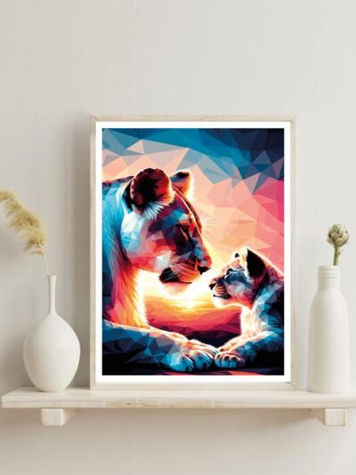 Poster lionne - affiche lion femelle regard intense salon