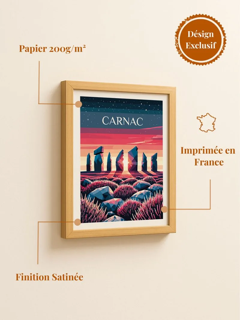 Poster Carnac Bretagne - affiche mégalithes côtes bretonnes