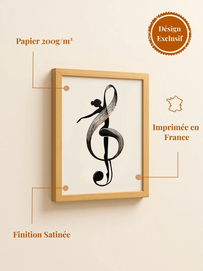 Poster danseuse - affiche ballerine danse classique noir et blanc