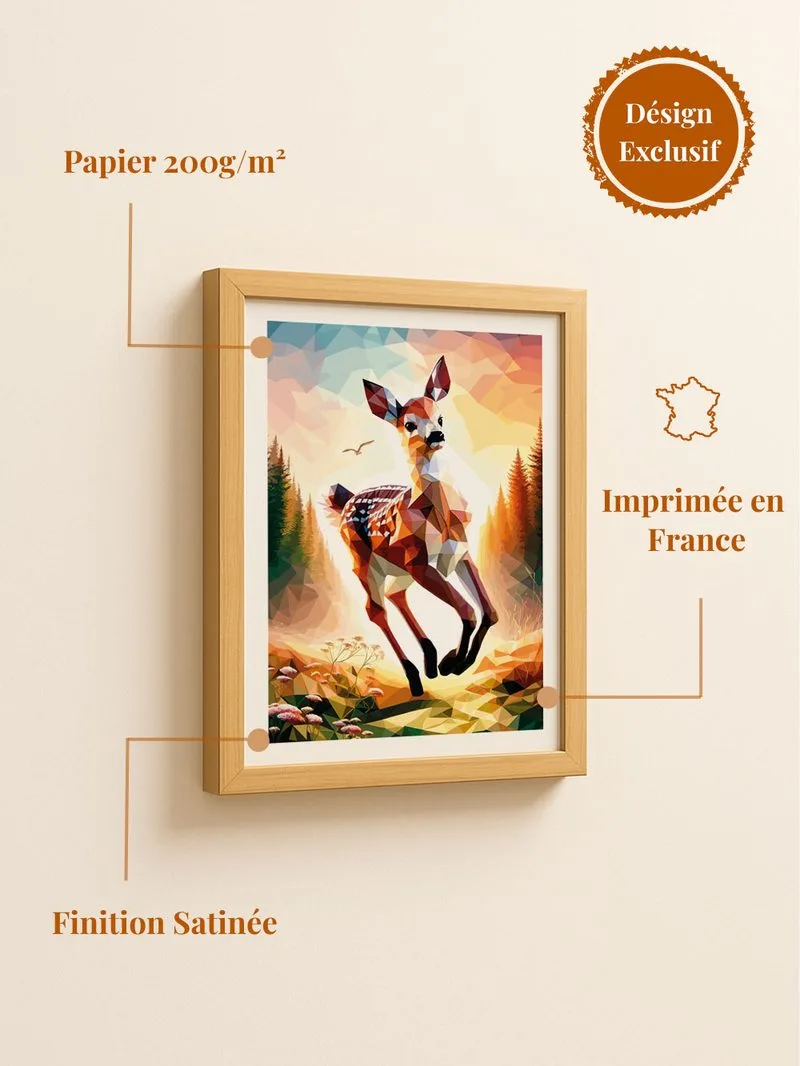 Poster faon - affiche bébé cerf chambre enfant décoration douce