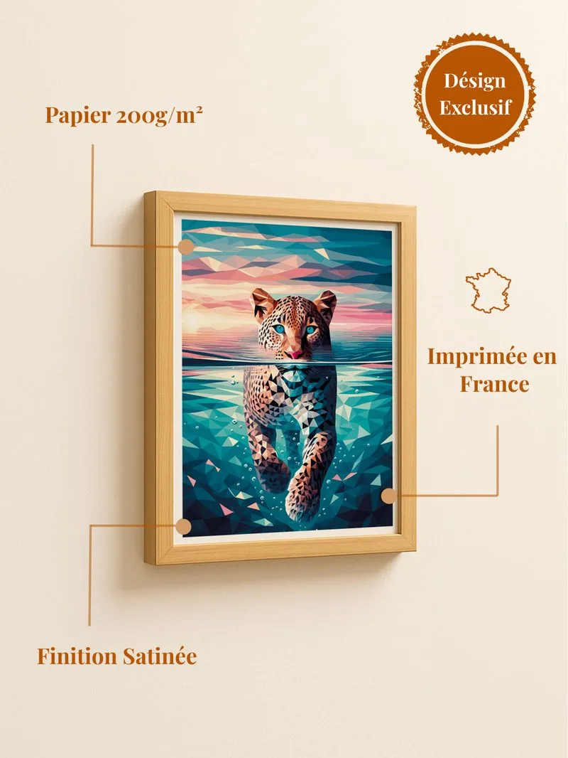 Poster léopard - affiche félin regard intense bureau salon