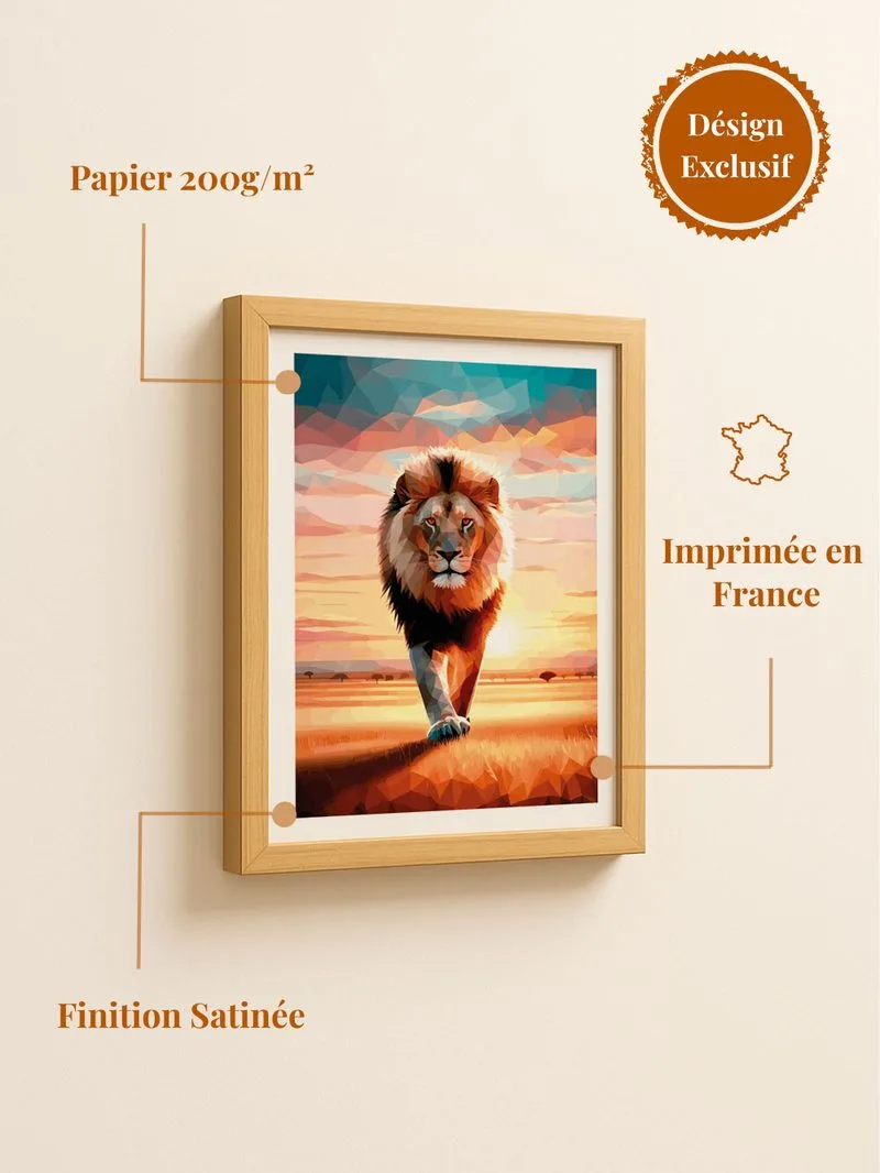 Poster lion - affiche lion crinière décoration salon grand format