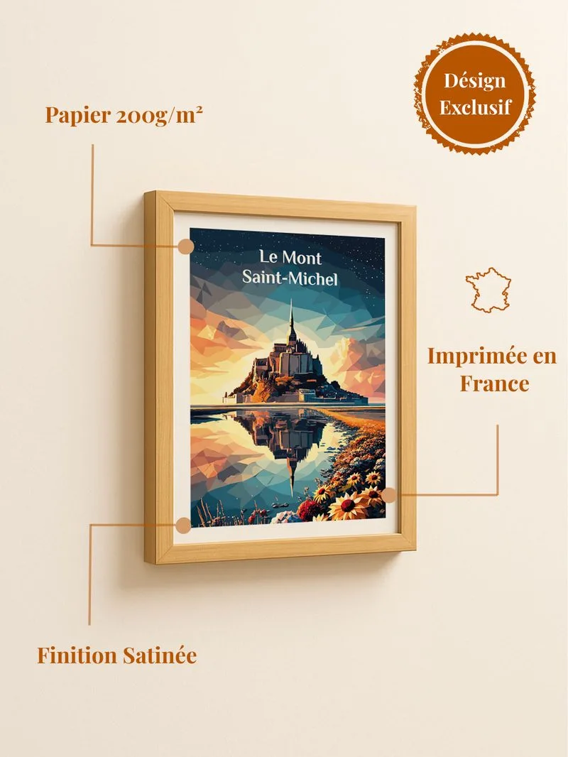 Poster Mont-Saint-Michel - affiche Normandie marée haute