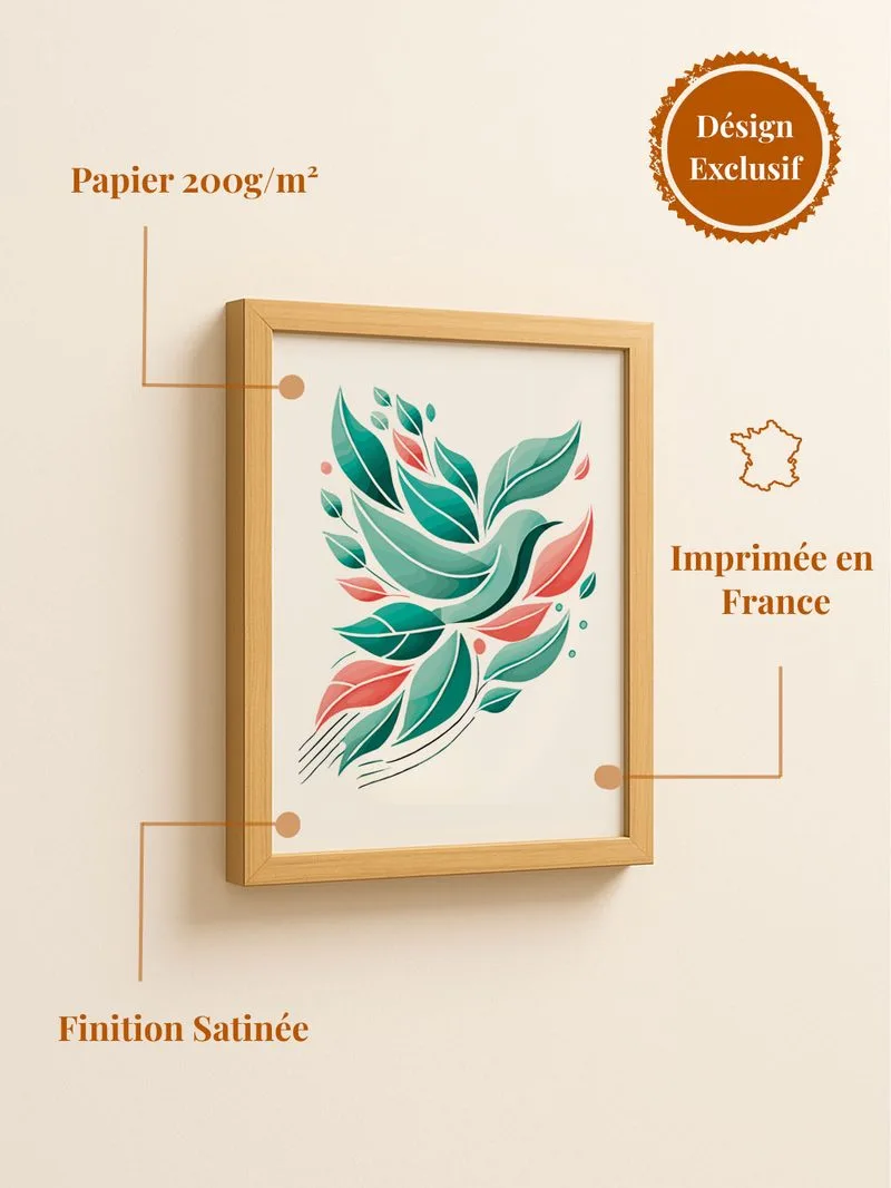 Poster oiseau abstrait - affiche oiseau graphique moderne