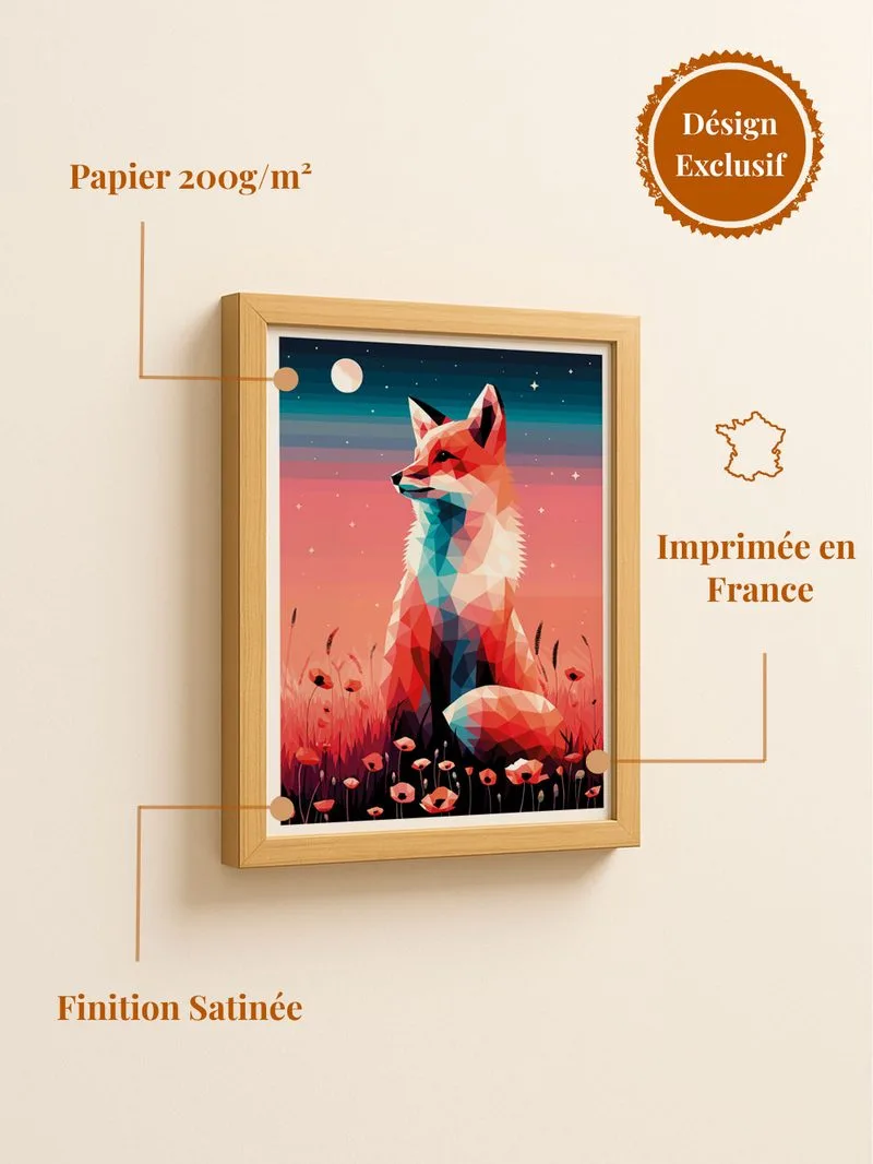 Poster renard roux - affiche renard forêt décoration nature