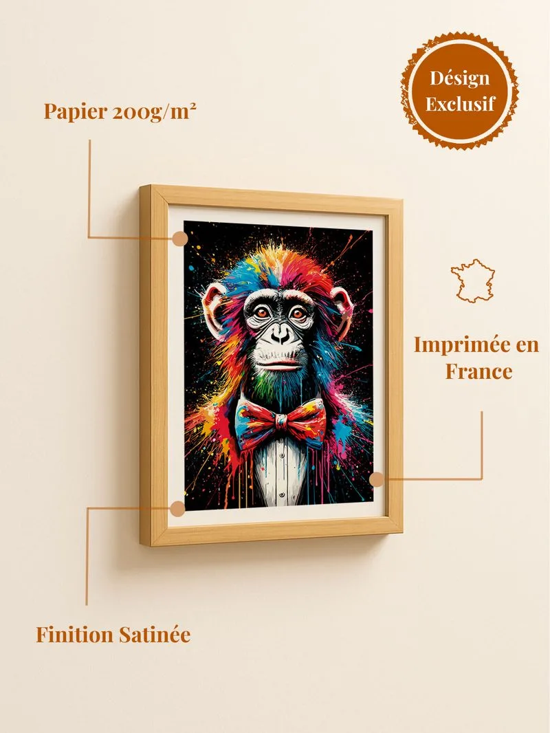 Poster singe peinture - affiche gorille style artistique salon