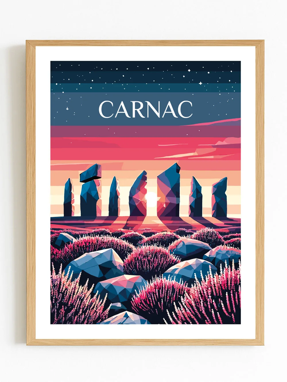 Affiche Carnac Bretagne - poster alignements mégalithes Morbihan