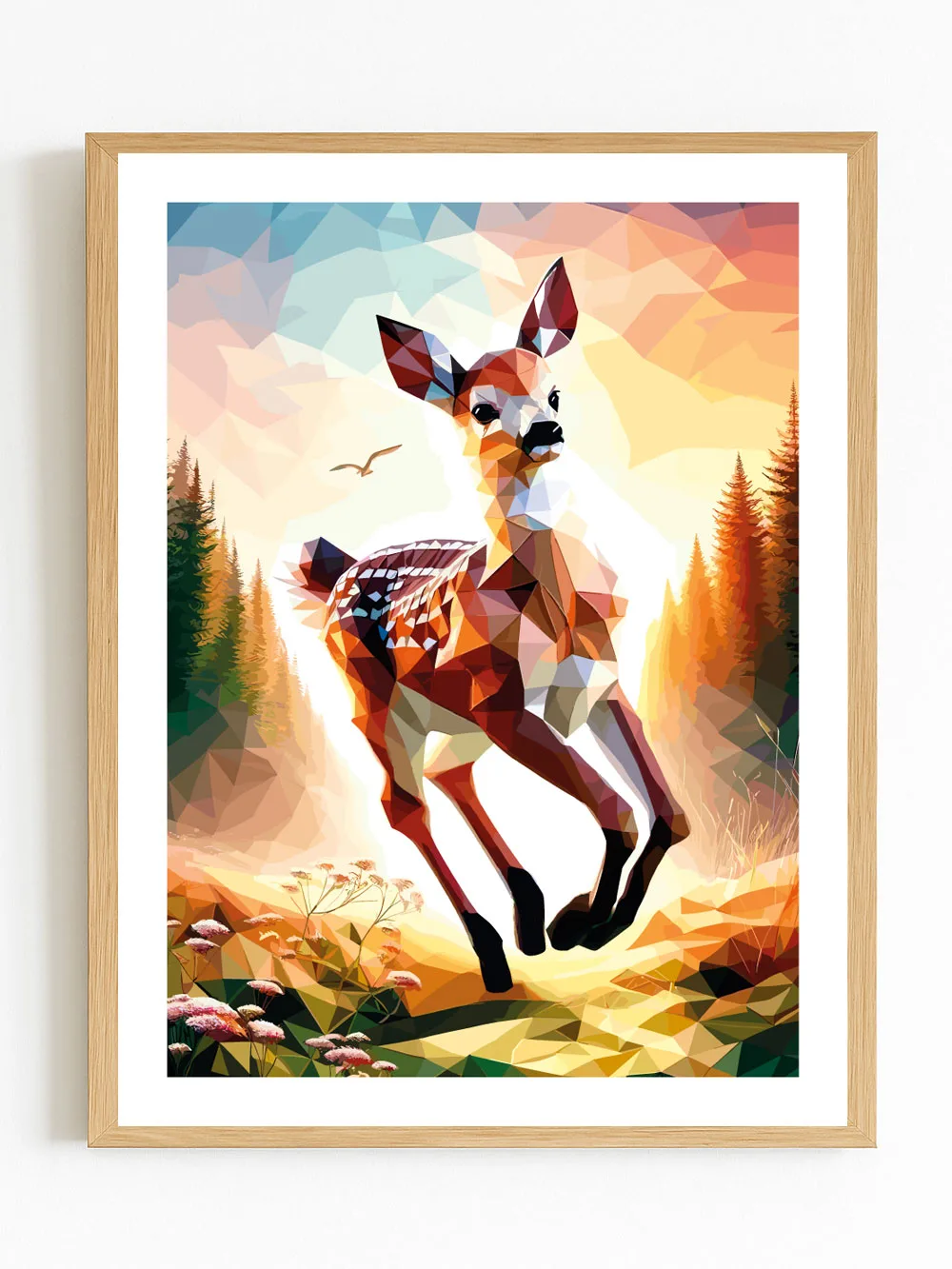 Affiche faon - poster bébé cerf illustration tons doux