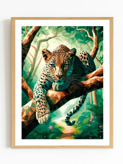 Affiche léopard jungle - poster léopard forêt tropicale