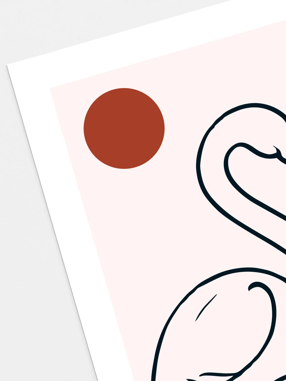 Détail impression affiche flamant rose - rendu couleurs satin