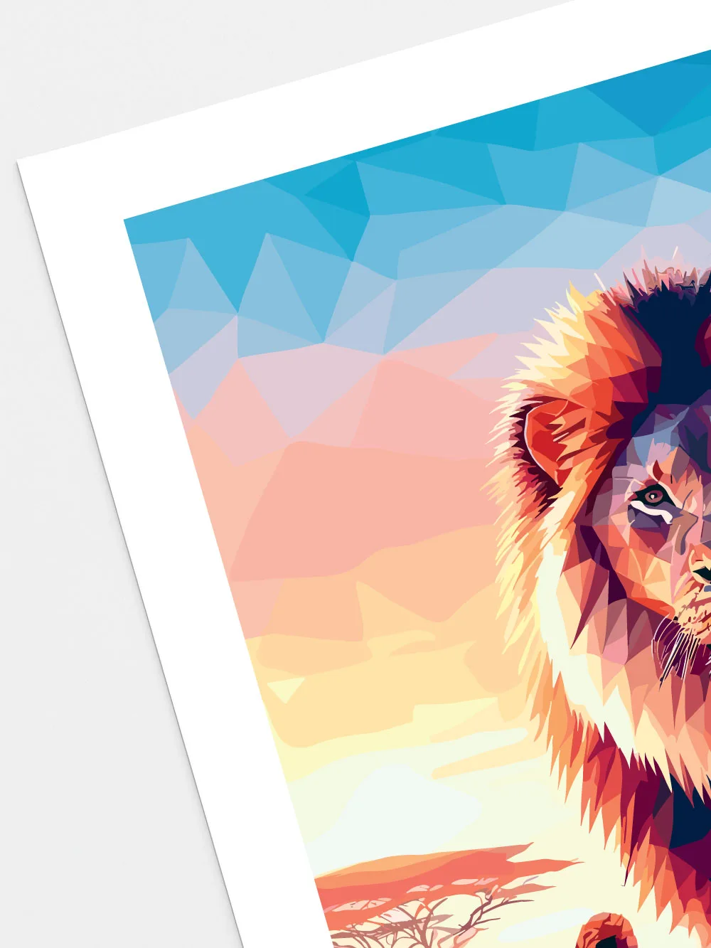 Détail impression poster lion famille - papier 200g finition satin