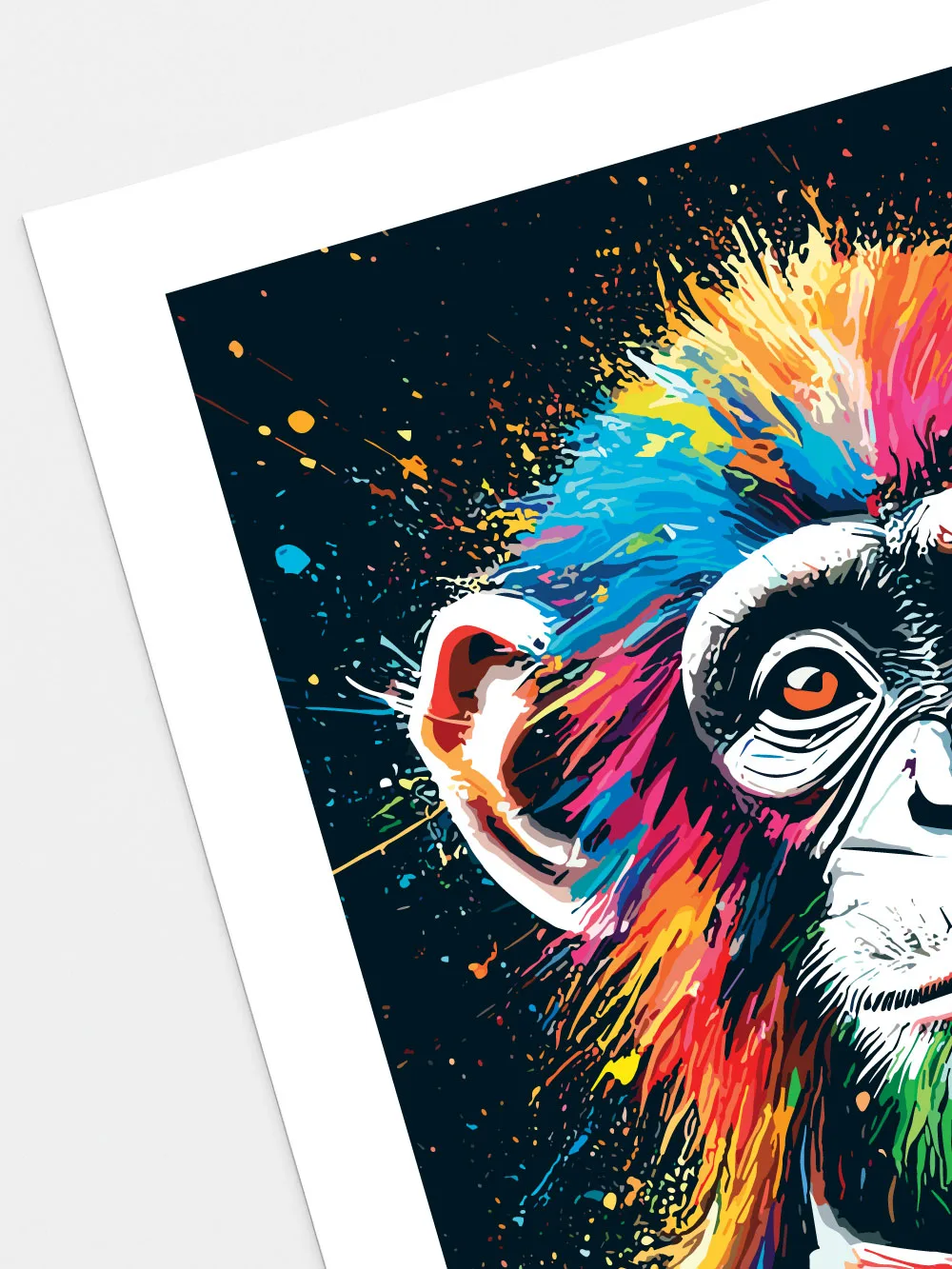Détail impression poster singe - finition satin papier 200g