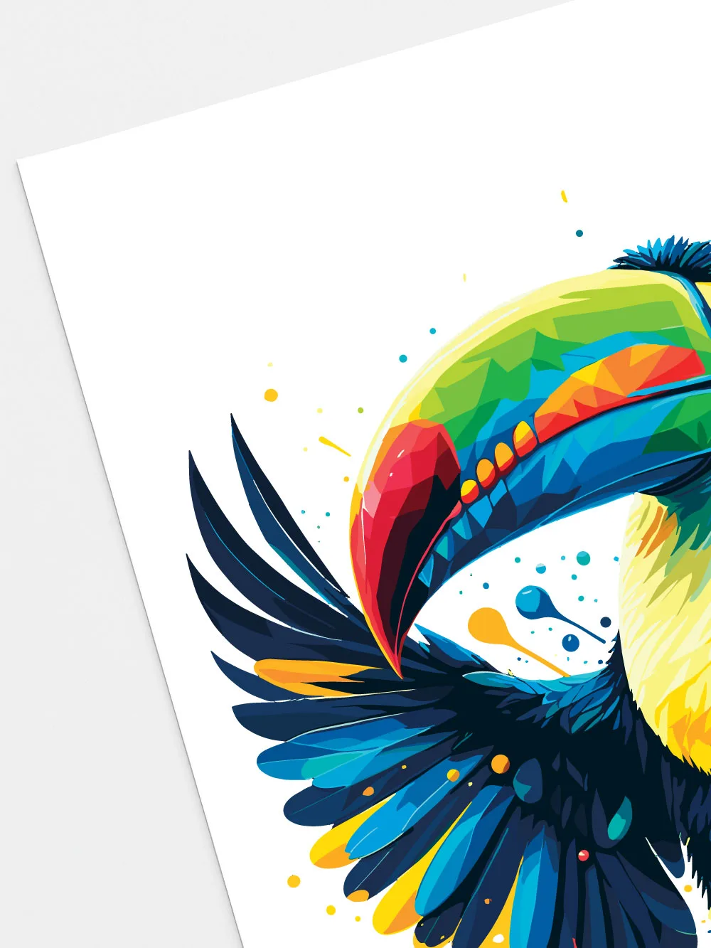 Détail impression affiche toucan - couleurs vives poster oiseau